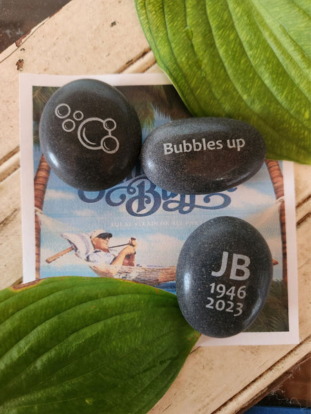 Bubbles up stone set of 3- The latest song created by Jimmy Buffett, etched in stone